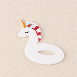 Белый Акриловые подвески серии «летний пляж», единорог, с блеском порошок, белые, 25.5x32x2 мм, отверстие : 1.6 мм