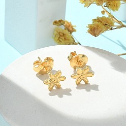 Цветок 304 серьги-гвоздики из нержавеющей стали для женщин, золотые, шестиугольный, 7.5x6.5 мм