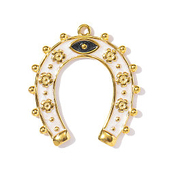 Белый 304 нержавеющей стальной эмали подвески, подвески под подковы, ионное покрытие (ip), реальный 18 k позолоченный, белые, 35x32 мм