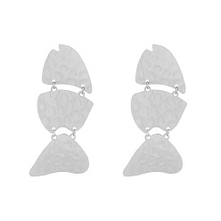 Platinum Iron Textured Stud Dangle Earrings for Women, Fish, Platinum, 72x32mm