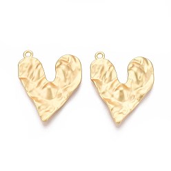 Матовый Золотой Цвет Стойки подвески обшивки сплава, сердце, без кадмия и без свинца, матовый золотой цвет, 44x34x4 мм, отверстие : 2.5 мм