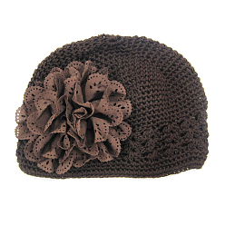 Кокосово-Коричневый Ручная работа вязания крючком детская шапочка, цветок, кокосового коричневый, 180 мм