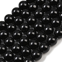 Черный Натуральный турмалин шарик нити, круглые, чёрные, 12 мм, отверстие : 1.2 мм, около 32 шт / нитка, 15 дюйм