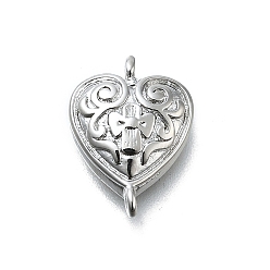 Платина Латунные цветочные сердечки, долговечный, без свинца и без кадмия, стойки покрытие, платина, 15x11x3.5 мм, отверстие : 1.2 мм