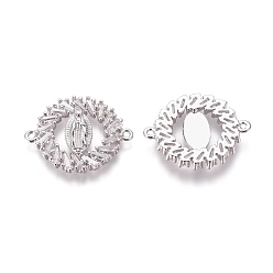Platinum Brass Micro Pave Cubic, Zirconia Links connectors, Ring with Virgin Mary, Clear, Platinum, 18x22x3.1mm, Hole: 1.2mm