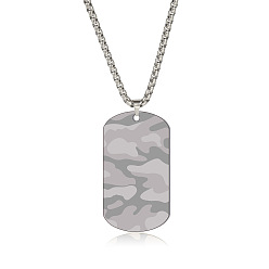 Нержавеющая Сталь Цвет 304 Подвеска-жетон из нержавеющей стали в военном стиле для мужчин, цвет нержавеющей стали, 23.62 дюйм (60 см)