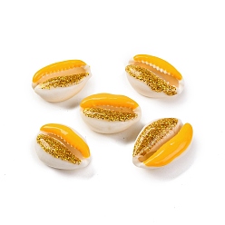 (52) Непрозрачная лаванда Эмалированные бусины из ракушек каури, нет отверстий / незавершенного, с блеском порошок, разноцветные, 17.5~24.5x11.5~17x7~8.5 мм