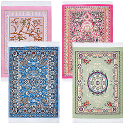 Couleur Mélangete 4 pièces 4 couleurs mini tapis en nylon dinde-perse, pour accessoires de maison de poupée, décorations au sol modèle, rectangle, couleur mixte, 100~101x168~170x0.9mm, 1 pc / couleur