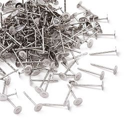 Нержавеющая Сталь Цвет Устойчивые к потускнению 316 хирургическая нержавеющая сталь плоские круглые пустые штифты для сережек-гвоздиков, цвет нержавеющей стали, лоток : 4 мм, 12x4 мм, штифты : 0.8 мм