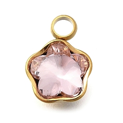 Светло-Персиковый 304 подвески из нержавеющей стали, со стразами, реальный 18 k позолоченный, ионное покрытие (ip), звезда, светлый персик, 10x7.5x4 мм, отверстие : 1.8 мм