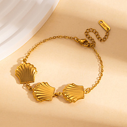 Shell Shape 304 из нержавеющей стали ссылка браслеты, браслеты-цепочки для женщин, золотые, формы раковины, 6-1/2 дюйм (16.5 см)