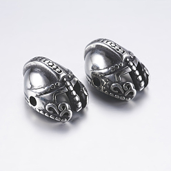 Antique Silver 304 Stainless Steel Beads, Gladiator Helmet, Antique Silver, 16x11.5x9mm, Hole: 2mm