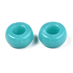 Средний Бирюзовый Непрозрачный акрил европейского бисера, кольцо, средне бирюзовый, 20x10 мм, отверстие : 9 мм