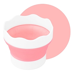 Pink Силиконовые портативные выдвижные ведра, ванна с кистью, очиститель малярных кистей, тазик с акварельными красками, розовые, 9.7x7.2x8 см
