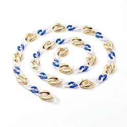 Средно-синий Непрозрачная ручная роспись из акрила и пластиковая цепочка ccb, окрашенная распылением, для изготовления ремешка сумочки звеньев цепочки, светло-синий, 100 см