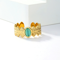 Золотой Стильные овальные 201 открытые манжетные кольца из нержавеющей стали с неровной текстурой, золотые, внутренний диаметр: 16~18 мм