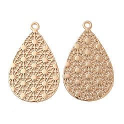 Light Gold Стойки обшивки латунь филигранные подвески, долговечный, без кадмия, без никеля и без свинца, слезинки, золотой свет, 22.5x14x0.3 мм, отверстие : 1.2 мм