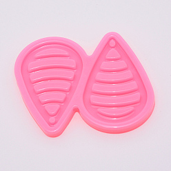 Pink DIY Pendant Silicone Molds, Resin Casting Moulds, Jewelry Making DIY Tool For UV Resin, Epoxy Resin Jewelry Making, Teardrop, Pink, 8.8x7x0.65cm