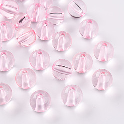 Pink Transparent Acrylic Beads, Round, Pink, 10x9mm, Hole: 2mm, about 940pcs/500g