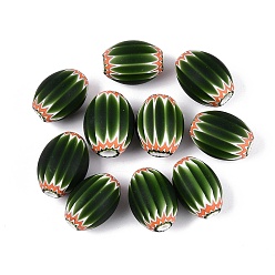 Dunkel olivgrün Handgefertigte Millefiori-Glasperlen, Chevron-Perlen, dunkel olivgrün, 26~31x17~24 mm, Bohrung: 2~11 mm