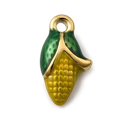 Corn 304 нержавеющей стальной эмали подвески, ионное покрытие (ip), реальный 18 k позолоченный, кукуруза, 15.5x8.5x5.5 мм, отверстие : 1.6 мм