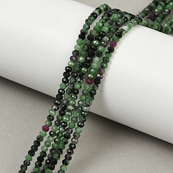 Рубин В Цоизита Натуральный рубин в цоизита бусин пряди, граненые, рондель, 3x2 мм, отверстие : 0.6 мм, около 184 шт / нитка, 15.67'' (39.8 см)