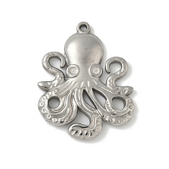 Нержавеющая Сталь Цвет 304 подвески из нержавеющей стали, очарование осьминога, анти-тускнение, цвет нержавеющей стали, 33x25.5x2.5 мм, отверстие : 1.6 мм