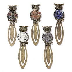 Смешанные камни Железа закладки, Закладки из натурального аметиста, красного авантюрина, лазурита, говлита и турмалина в виде совы, 88x18x6 мм