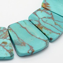 Synthetic Turquoise Synthetic Turquoise Trapezoid Bead Strands, 16~35x24~29x6.5mm, Hole: 1.5mm, about 15pcs/strand, 11.81 inch