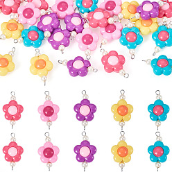 (52) Непрозрачная лаванда 30шт 5 цвета акриловые бусины соединительные подвески, цветочные звенья с 304 двойными петлями из нержавеющей стали, цвет нержавеющей стали, разноцветные, 30 мм, 6 шт / цвет