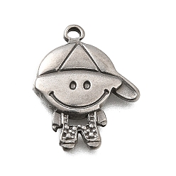 Нержавеющая Сталь Цвет 304 подвески из нержавеющей стали, очарование мальчика, анти-тускнение, цвет нержавеющей стали, 17x14x2 мм, отверстие : 1.2 мм
