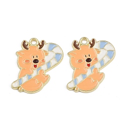 Candy Cane Подвески из сплава и эмали с изображением рождественских оленей, золотые, шоколадная конфета, 25.5x21x1.5 мм, отверстие : 2 мм