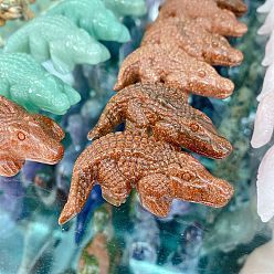 Камень с Пылевым Золотом Резные фигурки крокодилов из синтетического золота, статуэтки для украшения рабочего стола для домашнего офиса, 50x45 мм