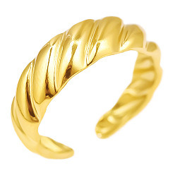 Настоящее золото 18K 304 кольцо-манжета из нержавеющей стали, регулируемый простой ремешок, реальный 18 k позолоченный, внутренний диаметр: 17 мм