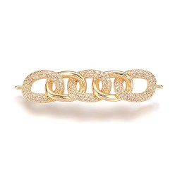 Настоящее золото 18K Латунные микро проложить кубических ссылки циркония, реальный 18 k позолоченный, цепной, 9x42x5 мм, отверстие : 1 мм