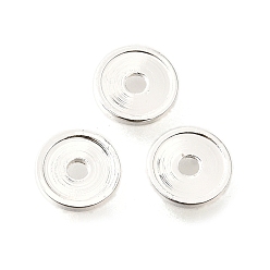 Серебро Плоские круглые латунные бусины, стойки покрытие, долговечный, серебряные, 6x1 мм, отверстие : 1.4 мм