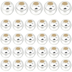 Серебро 200 шт. 925 бусины из стерлингового серебра, бесшовные круглые бусины, серебряные, 2 мм, отверстие : 0.7~1 мм