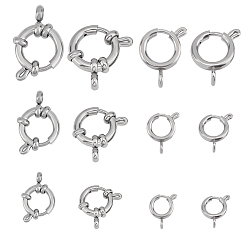 Stainless Steel Color 304 Stainless Steel Smooth Surface Spring Ring Clasps, Stainless Steel Color, 12pcs/box