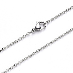 Stainless Steel Color 304 Stainless Steel Cable Chain Necklace, with Lobster Claw Clasp, Stainless Steel Color, 19.68 inch(50cm), Link: 2.5x2x0.5mm