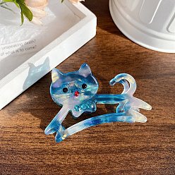 Blue Acrylic Cat Claw Clip, Versatile Hair Accessory for Women, Blue, 60x40mm
