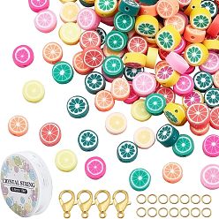 (52) Непрозрачная лаванда Набор для изготовления ювелирных изделий своими руками, в том числе 250 шт. бусины из полимерной глины ручной работы, лимон, Эластичная кристальная нить, сплав цинка застежками, 304 кольца прыжок из нержавеющей стали, разноцветные, 300шт / коробка