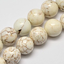 Ivoire Brins ronds de perles de magnésite naturelle, blanc crème, 12mm, Trou: 1mm, Environ 33 pcs/chapelet, 15.4 pouce