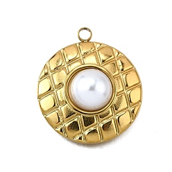 Круглые Подвески из пластикового жемчуга, с 304 нержавеющей стали, круглые, 23x20x6.5 мм, отверстие : 2 мм