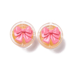 Gold Transparent Resin Cabochons, DIY Accessories, Flat Round Gift Box with Bowknot, Gold, 20x13mm