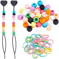 Rondelle 1 Наборы инструментов для укладки волос в сумке, включая силиконовые шарики, пластиковый инструмент для плетения волос и резинки для волос, рондель, 10x8 мм, отверстие : 5 мм