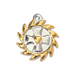Позолоченный и Цвет Нержавейки Двухцветные 304 подвески из нержавеющей стали, Круз Орлада Шарм, ионное покрытие (ip), долговечный, настоящее золото и нержавеющая сталь, 30x26 мм, отверстие: 2.40 мм