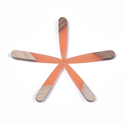 Легкий Лосось Подвески из смолы и ореха, слеза, светлый померанцевый, 44x7.5x3 мм, отверстие : 1.2 мм