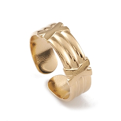 Echt 14 k vergoldet Ionenbeschichtung (IP) 304 Edelstahlmanschettenringe, Buchstabe x Element breiter Bandring für Damen, echt 14 k vergoldet, 7 mm, Innendurchmesser: 16.8 mm