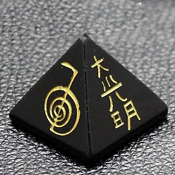 Обсидиан Оргонитовая пирамида, украшения для домашнего дисплея с натуральным обсидианом, лечебные пирамиды, для снятия стресса исцеляющая медитация, 32x32x30 мм