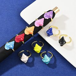 Shell Shape Латунные эмалевые регулируемые манжеты для женщин, реальный 18 k позолоченный, без кадмия, без никеля и без свинца, разноцветные, формы раковины, форма оболочки: 20x14 мм, внутренний диаметр: регулируемый